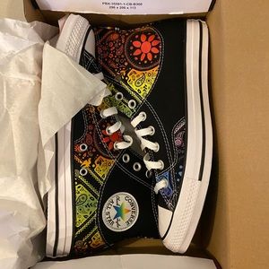New in box rainbow converse CTAS hi black/university red